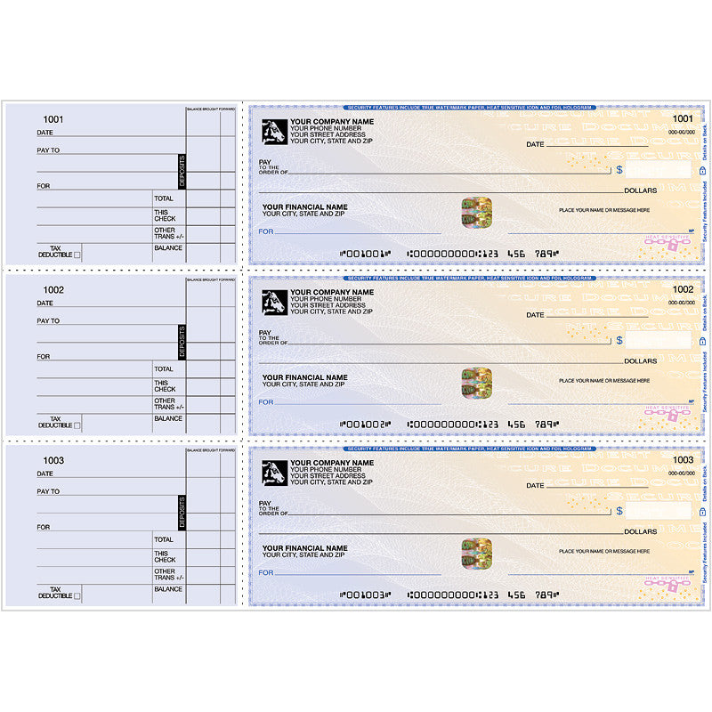 SecHologram - 3-To-A-Page Stock (Blue/Yellow)